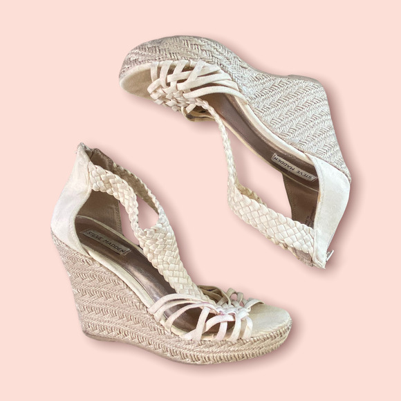 Steve Madden Shoes - Steve Madden Rise Wedge Natural Woven Espadrille Sandal 7
